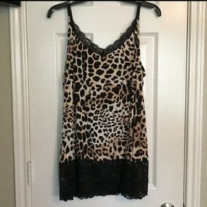 NWOT sext leopard print and lace tank